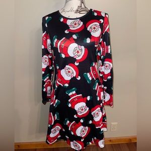 Christmas Santa Printed Long Sleeve Dress